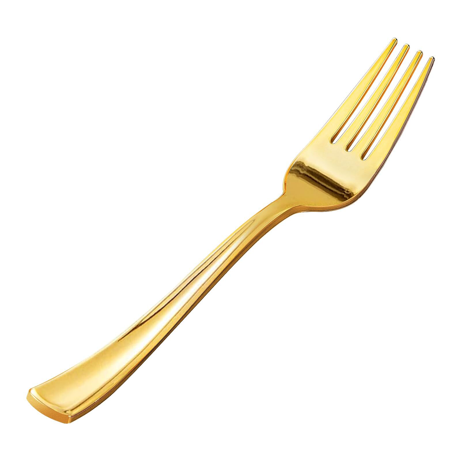 50 Pack Gold Plastic Forks Heavy Duty Gold Forks Disposable Gold Plastic Cutlery