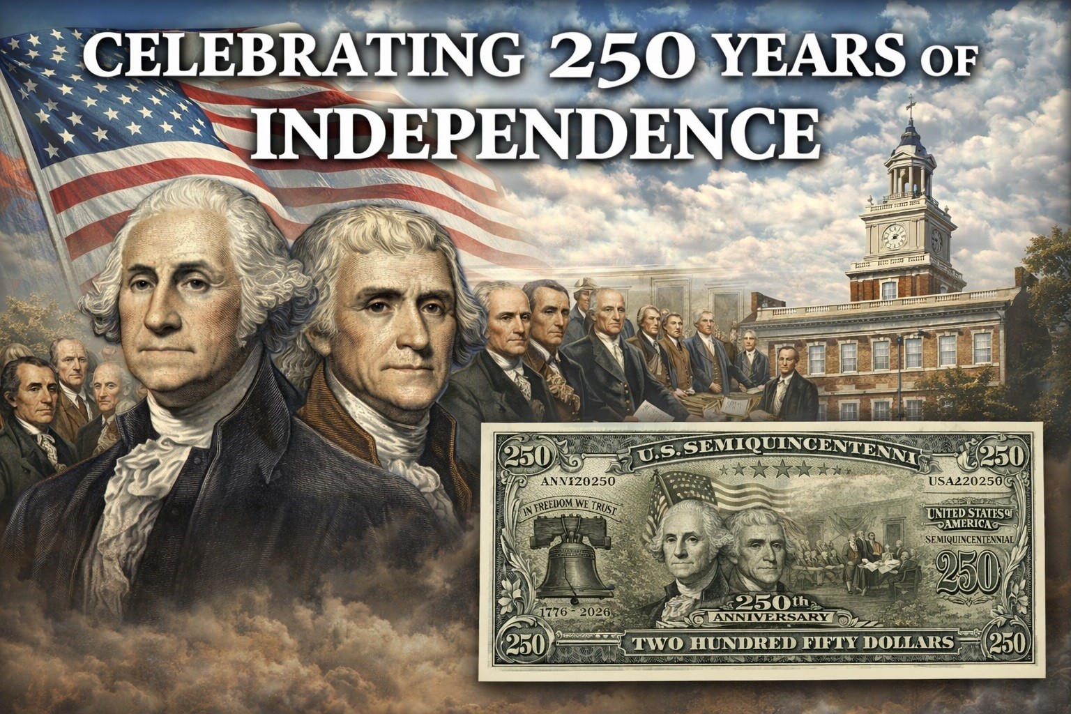 10 U.S. Semiquincentennial 250th Anniversary Commemorative Money Bill Banknote💵