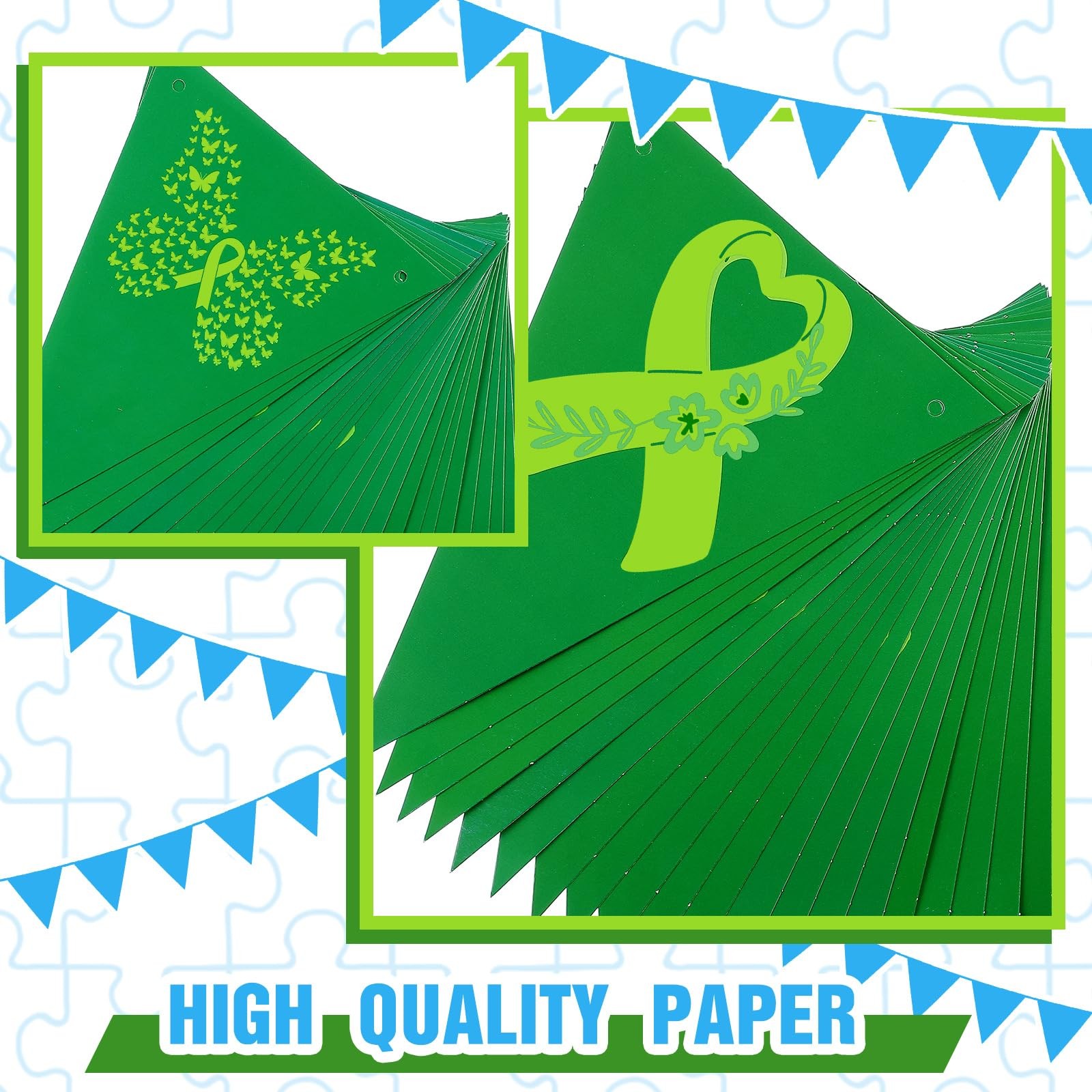 120 Pcs 100 ft Mental Health Awareness Decoration Items Motivational Green Ri…