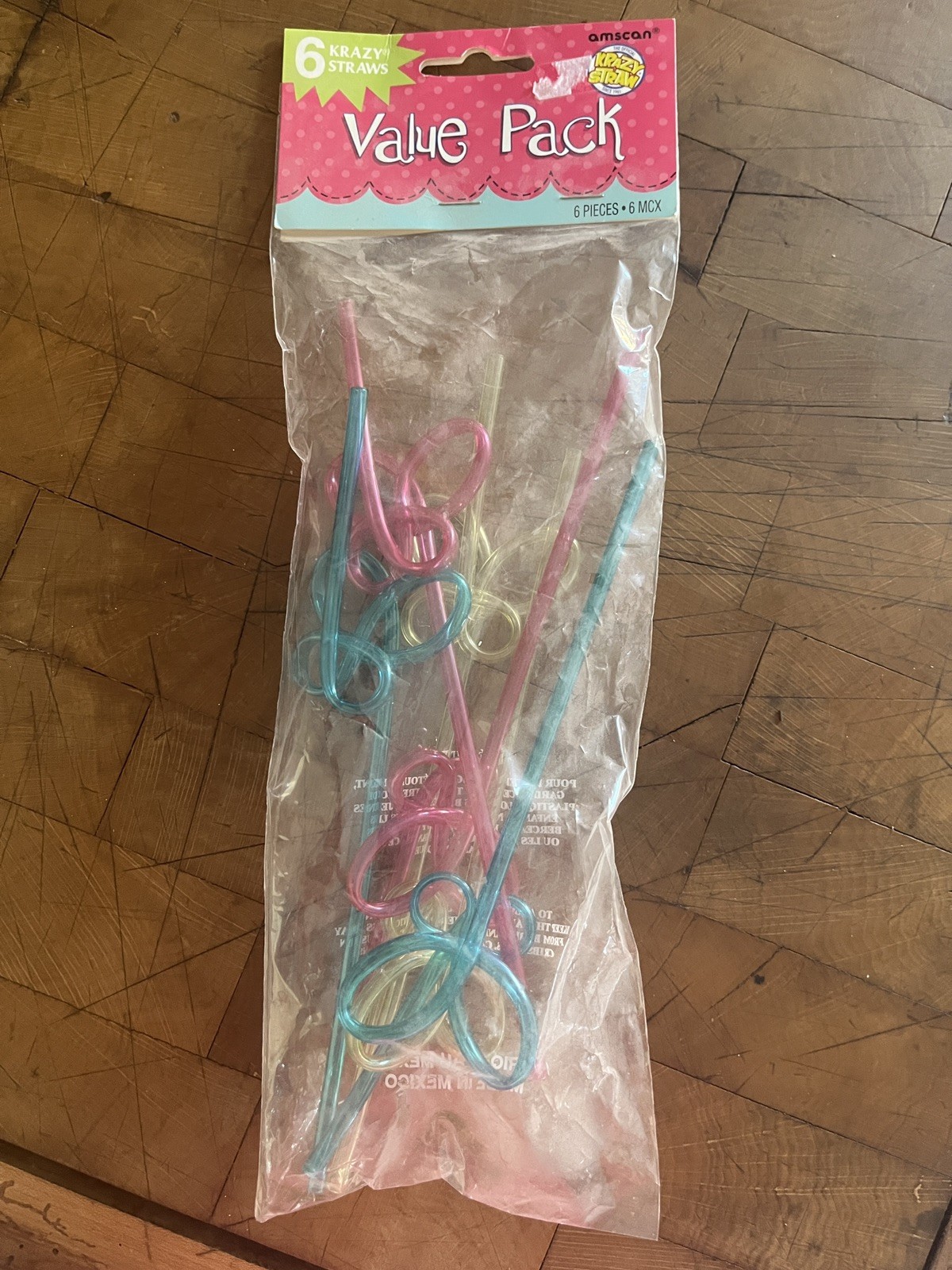 Krazy Straws Party Straw Vintage Retro Party Favors Fun-Time 90’s pack of 6
