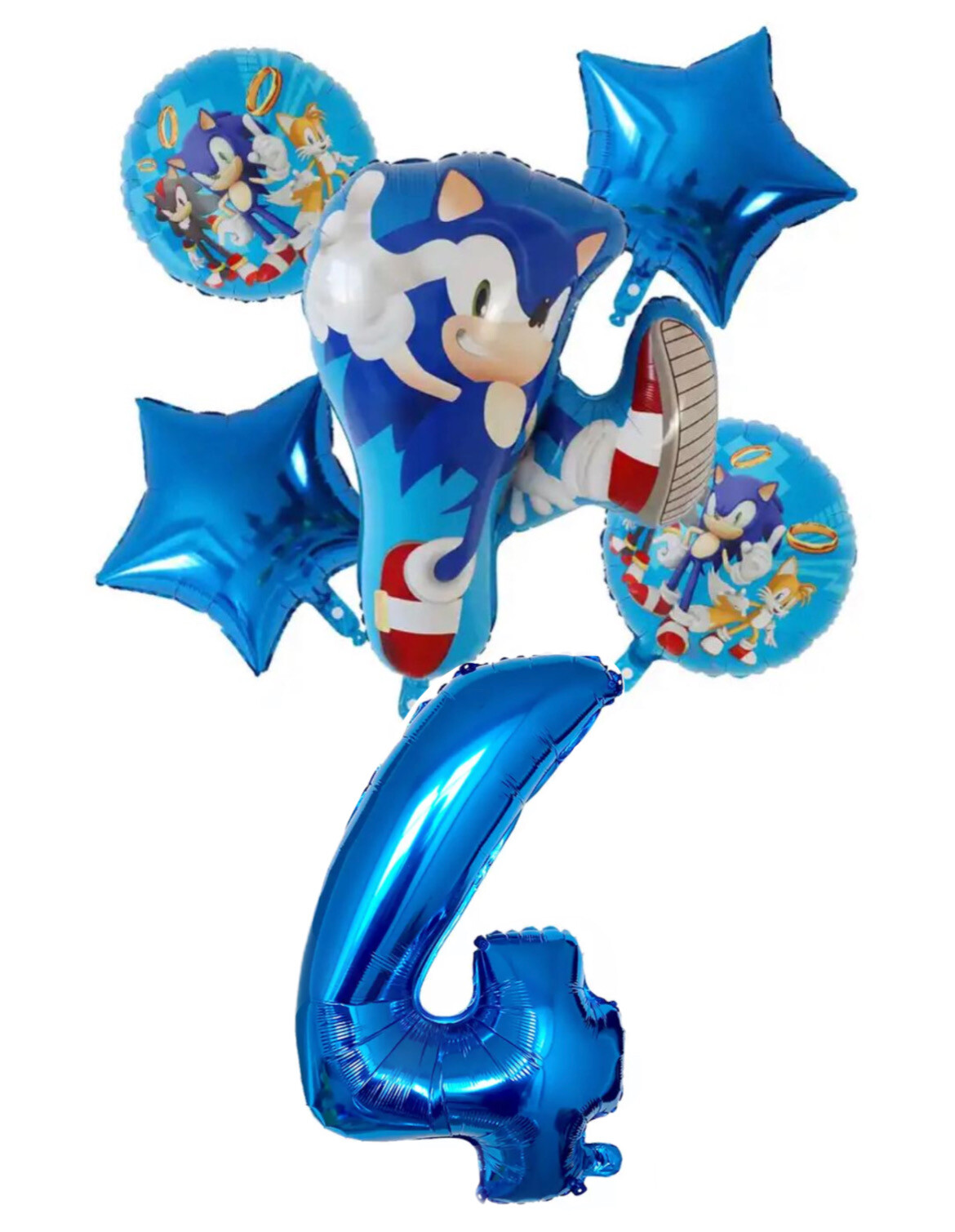 6pcs Sonic The Hedgehog Foil Number Balloons Birthday Decorations Boy Girl Sonic