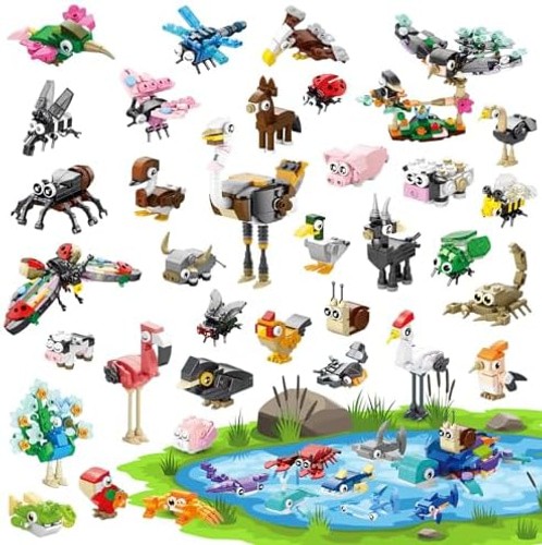 40 Packs Party Favors for Kids – 999+ PCS Animal Building Blocks, 4 Themes: O…