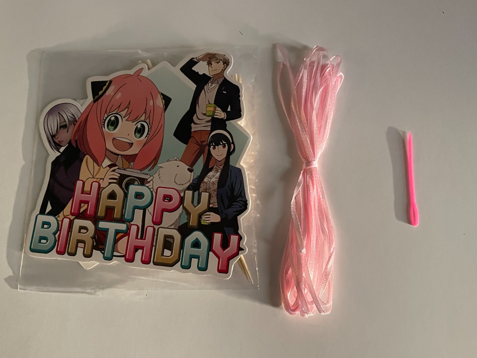 Spy X Family Anya Happy Birthday Banner & Cake Toppers Decoration New