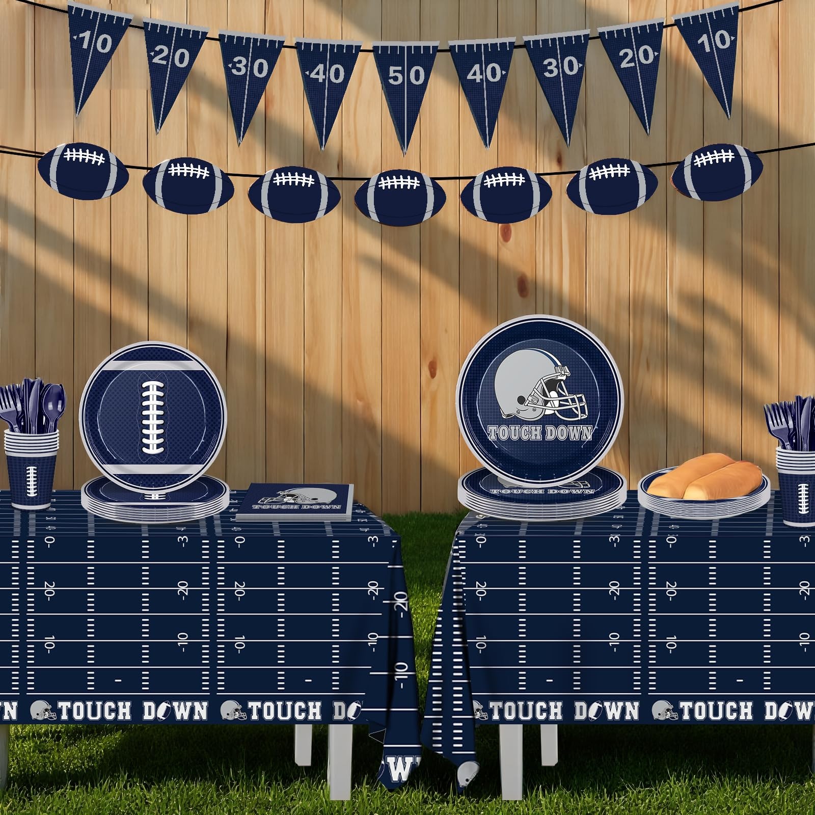 171pcs Cowboy Football Birthday Party Supplies Paper Plates Napkins Disposabl…
