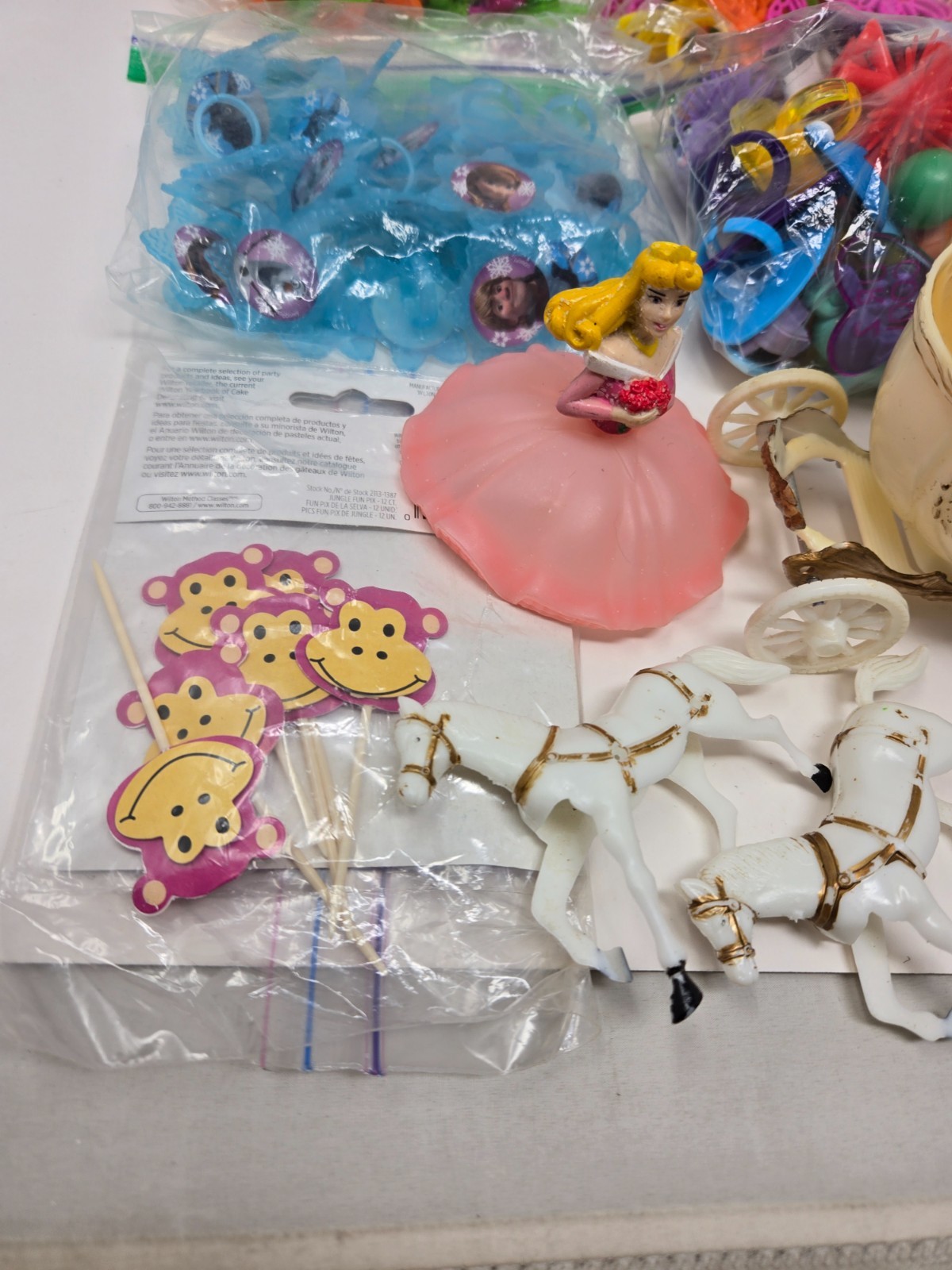 HUGE Vintage LOT of Cake Cupcake Picks Toppers Party Favors Rings Disney LOOK