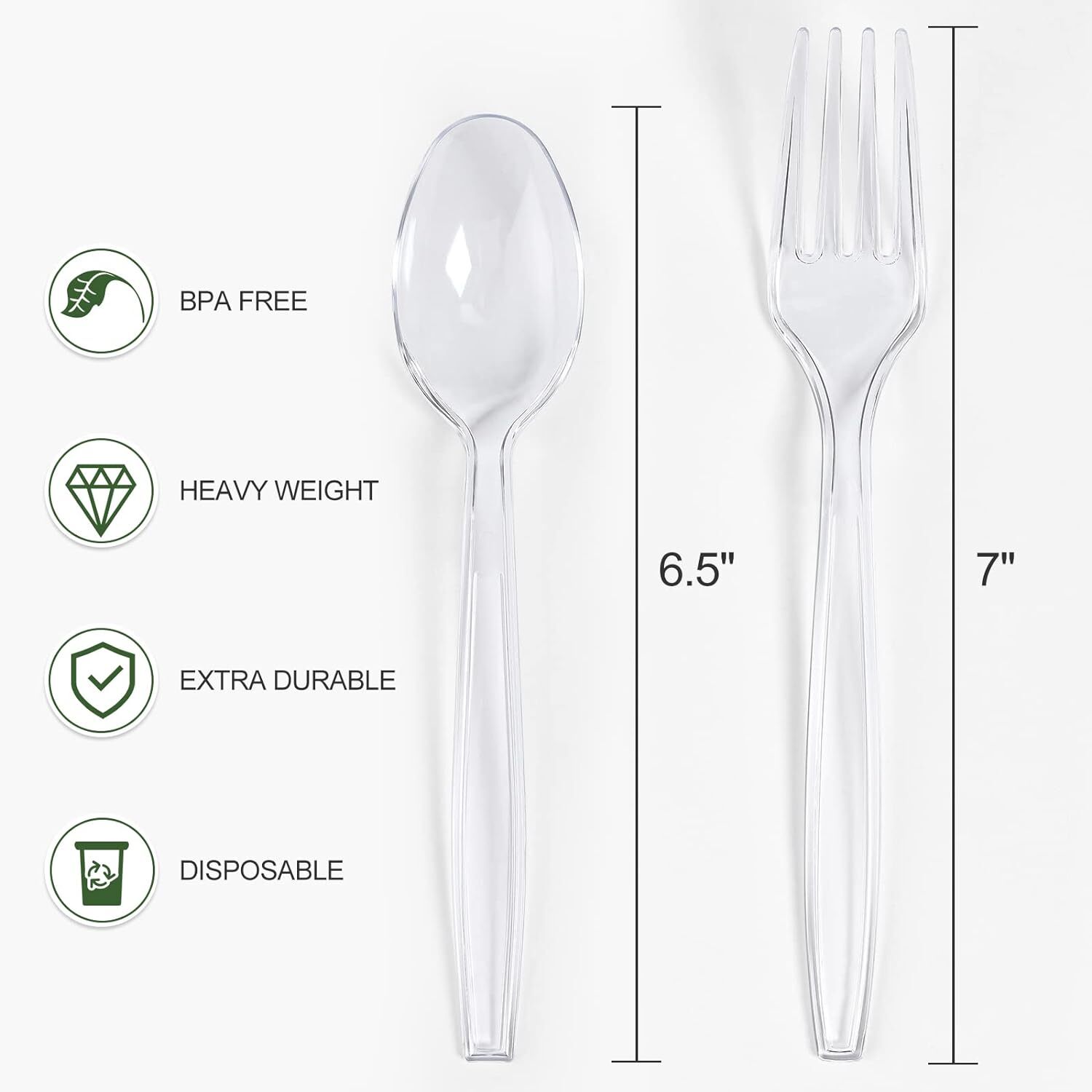 200 Count Disposable Plastic Silverware Heavy Duty Plastic Forks and Spoons Set