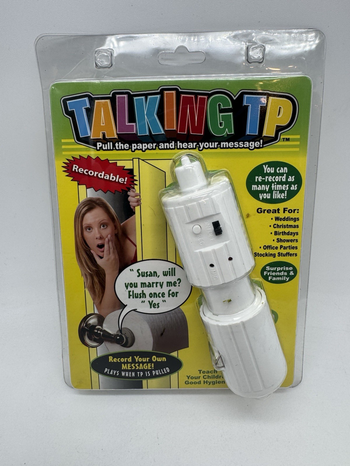 Talking TP Recordable Toilet Paper Roll Holder Prank Gag Gift NEW Sealed