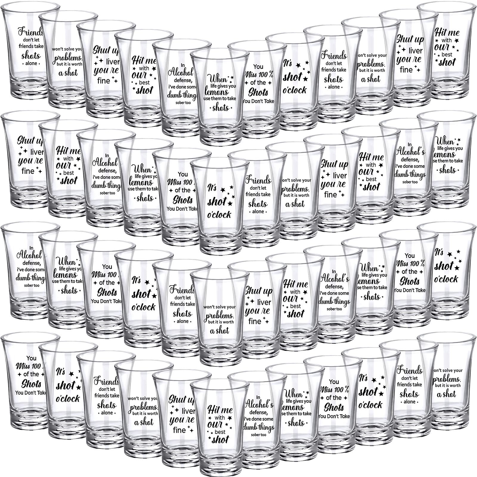 48 Pcs Funny Shot Glasses for Adult Acrylic Party Shot Glasses 1.2 Ounce Mini…